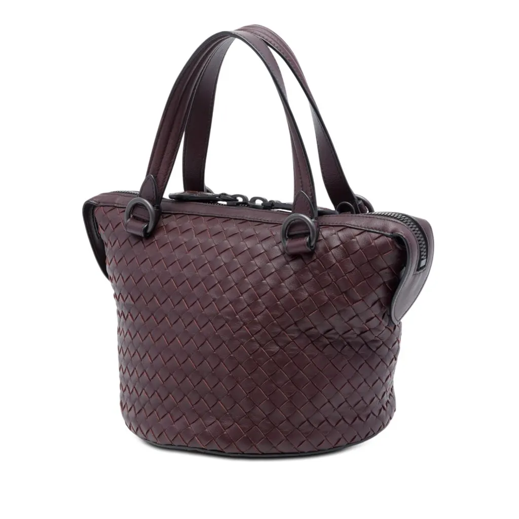 Bottega Veneta Nappa Intrecciato Tambura Satchel Red Leather Very good - Back View