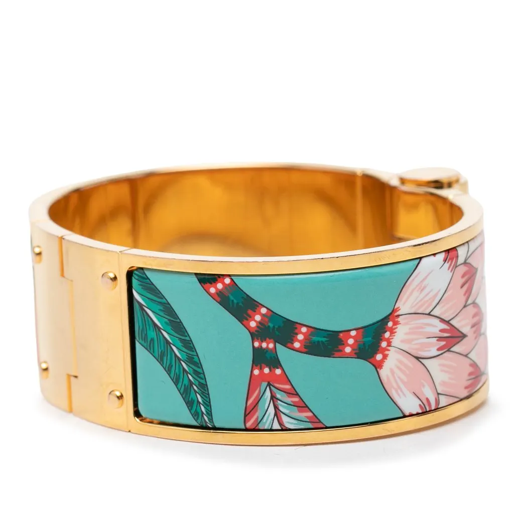 Hermès Wide Savana Dance Charniere Hinged Bracelet Pink Very good - Back View