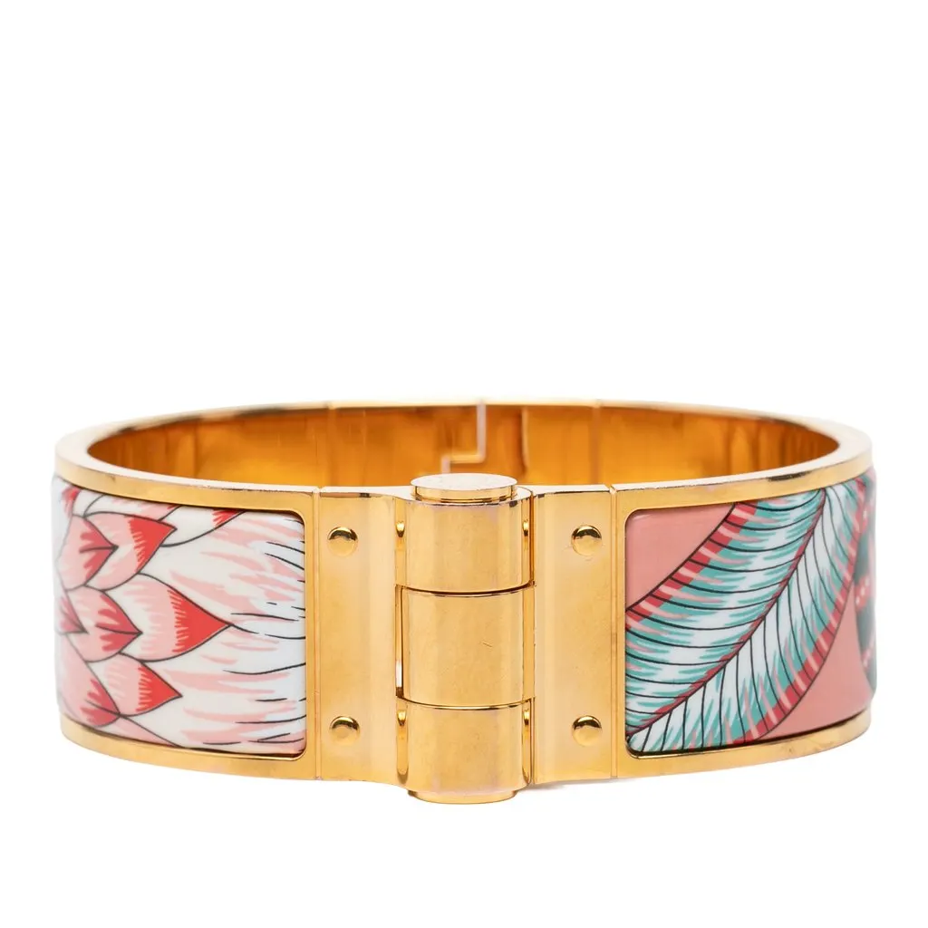 Hermès Wide Savana Dance Charniere Hinged Bracelet Pink Very good - Inside View