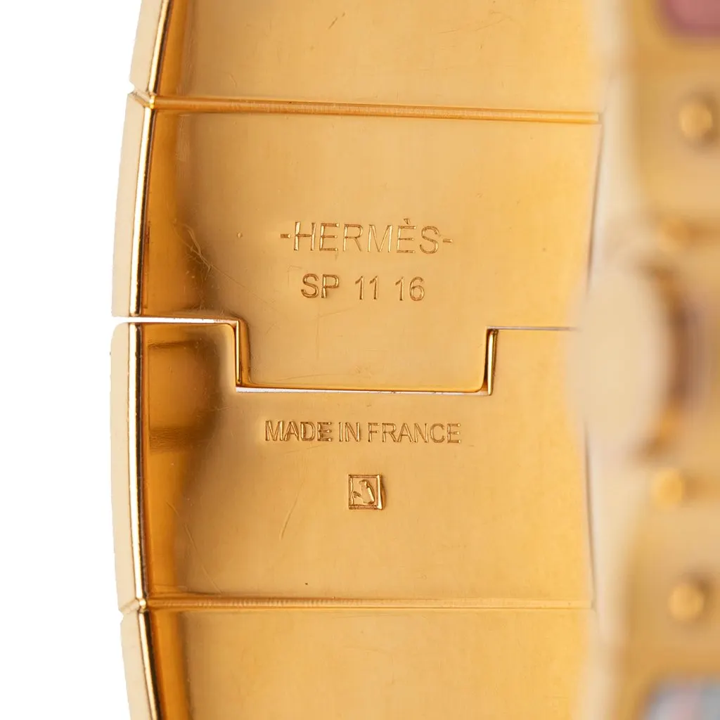 Hermès Wide Savana Dance Charniere Hinged Bracelet Pink Very good - Model View