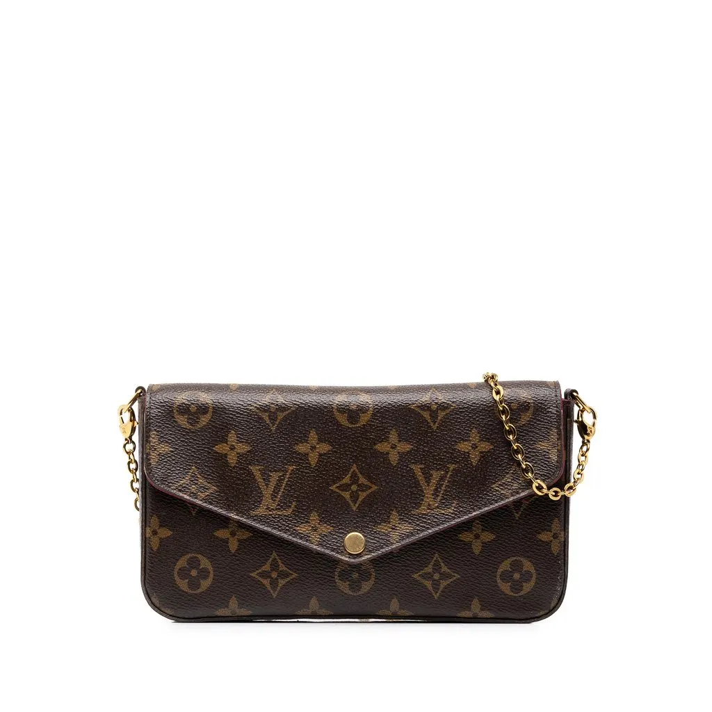Louis Vuitton Monogram Pochette Felicie Brown Canvas Good - Front View