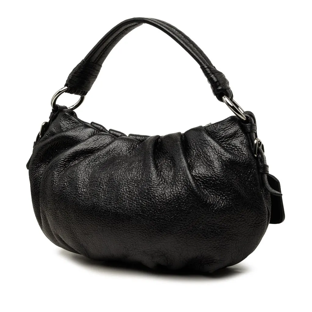 Prada Pleated Cervo Lux Hobo Black Leather Very good - Back View