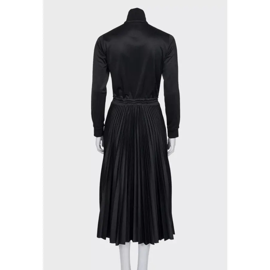 Valentino Black Pleated Hem Long Sleeve Dress M Pre-owned Black Polyester Good - Inside View