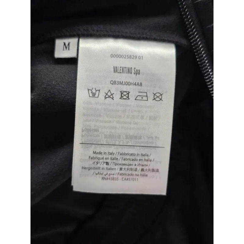 Valentino Black Pleated Hem Long Sleeve Dress M Pre-owned Black Polyester Good - Box View