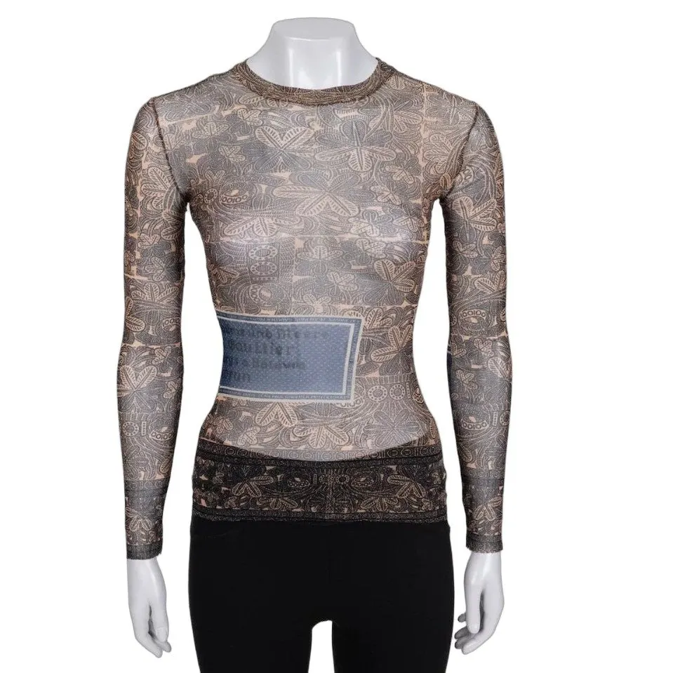 Jean Paul Gaultier NWOR Jean Paul Gaultier Vintage Printed Long Sleeve Top XXS Pre-owned