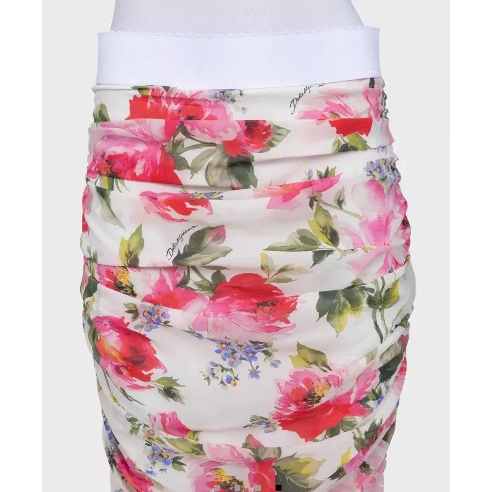 Dolce & Gabbana Floral Draped Silk Skirt IT 44/L Pre-owned MultiColor Silk Good - Model View