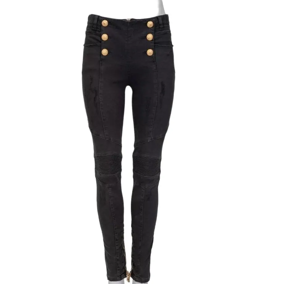 Balmain Iconic Balmain Skinny Jeans with Gold Tone Buttons Sz.38 Pre-owned