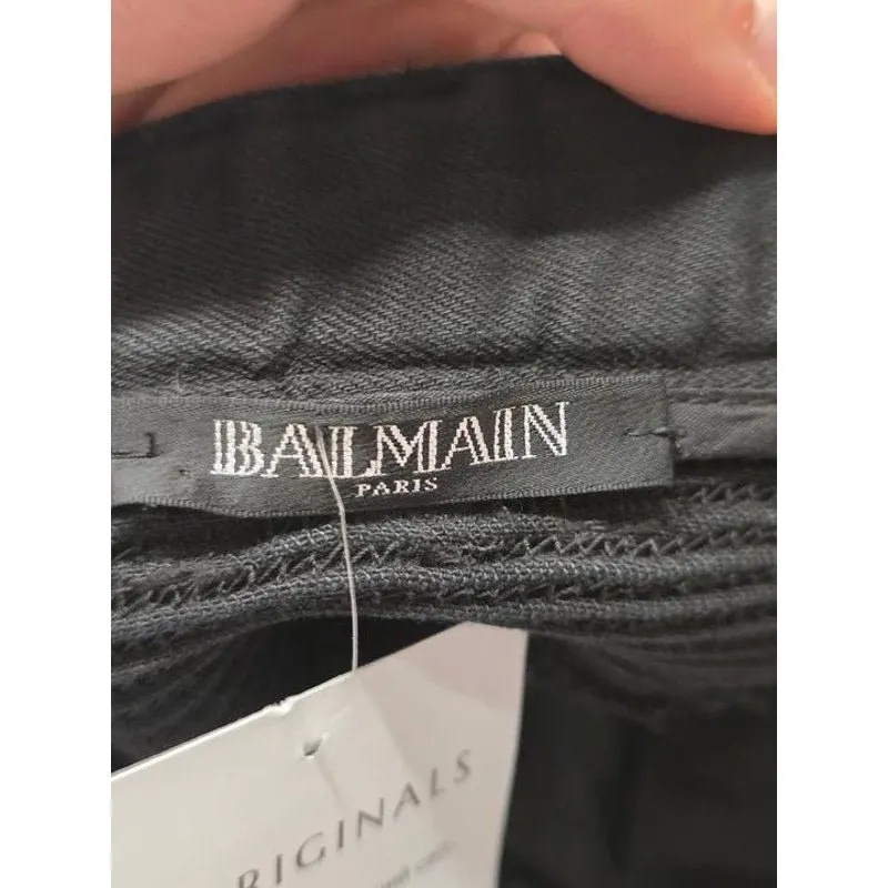 Balmain Iconic Balmain Skinny Jeans with Gold Tone Buttons  Sz.38 Pre-owned Gold Cotton Good - Model View