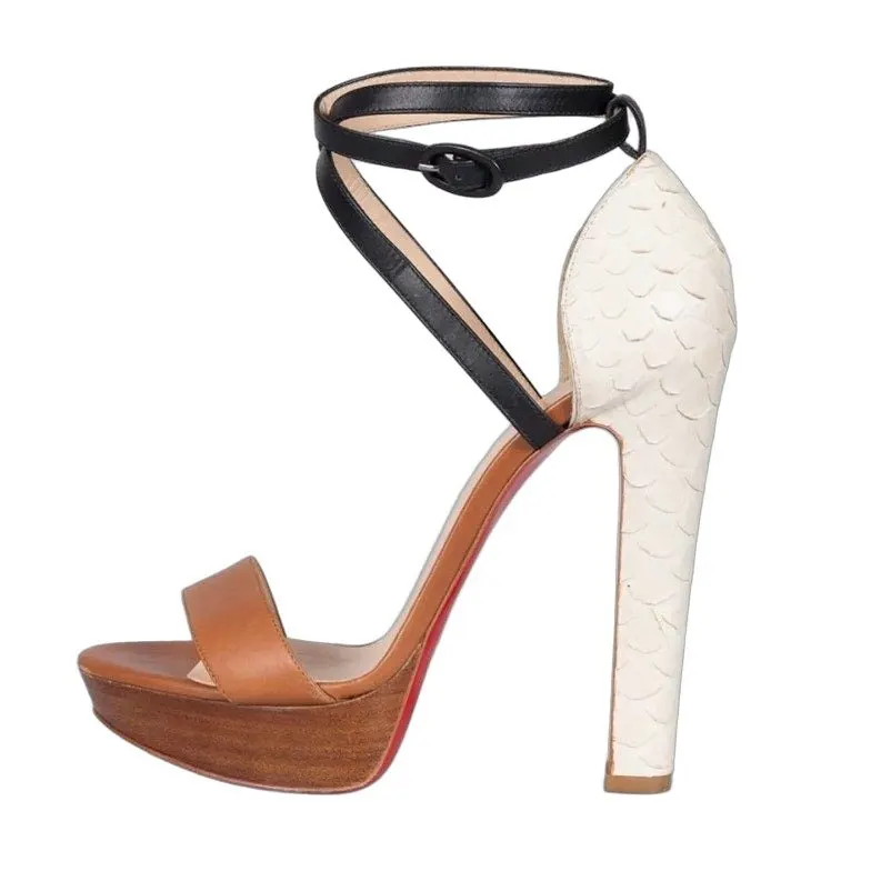 Christian Louboutin Leather High-Heel Sandals 38.5 EU Pre-owned MultiColor Leather Good - Front View