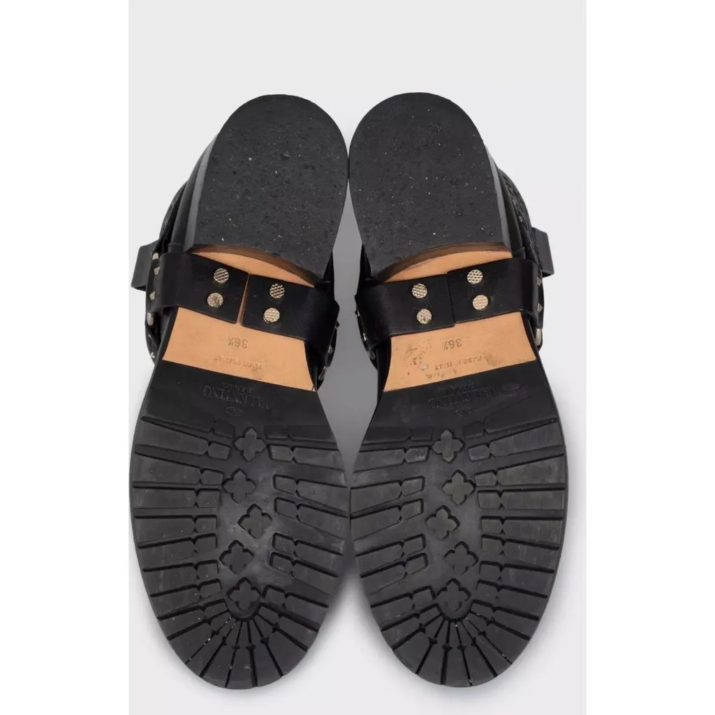 Valentino Rockstud Leather Ankle Boots - EU 36.5 Pre-owned Gold Leather Good - Box View