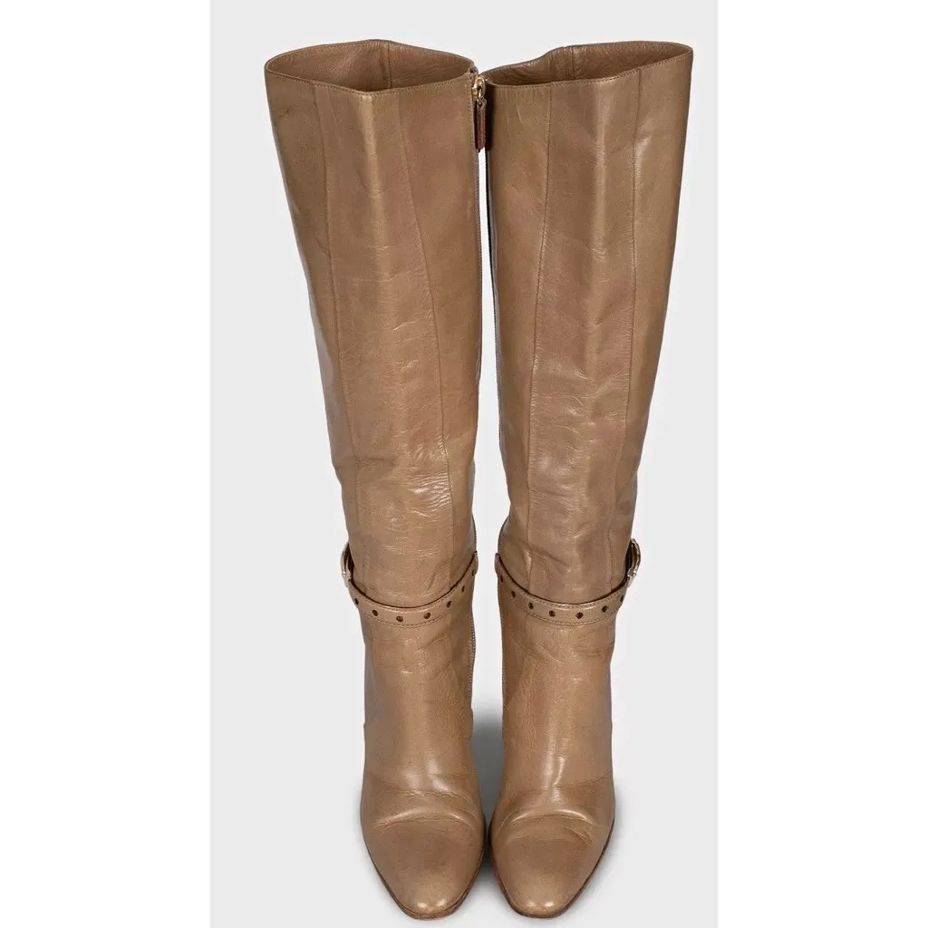 Gucci Green Leather Heeled Boots, Size 37 EU Pre-owned Green Leather Good - Back View