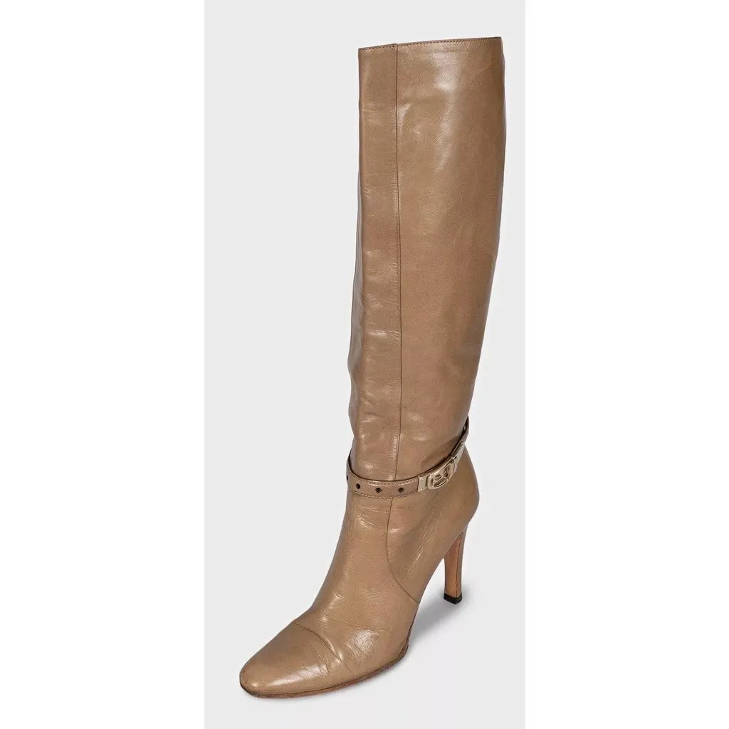 Gucci Green Leather Heeled Boots, Size 37 EU Pre-owned Green Leather Good - Inside View
