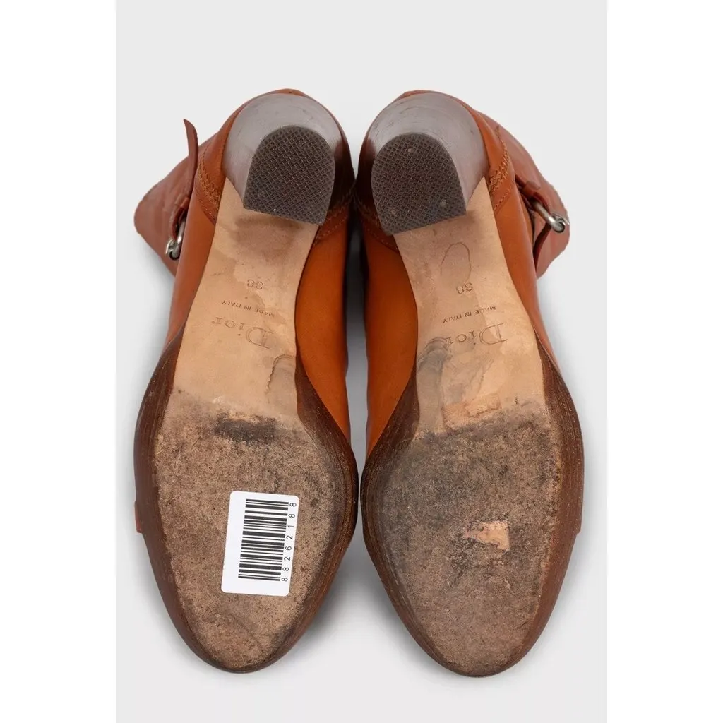 Dior Brown Leather Boots, Size 38 EU Pre-owned Brown Leather Good - Box View