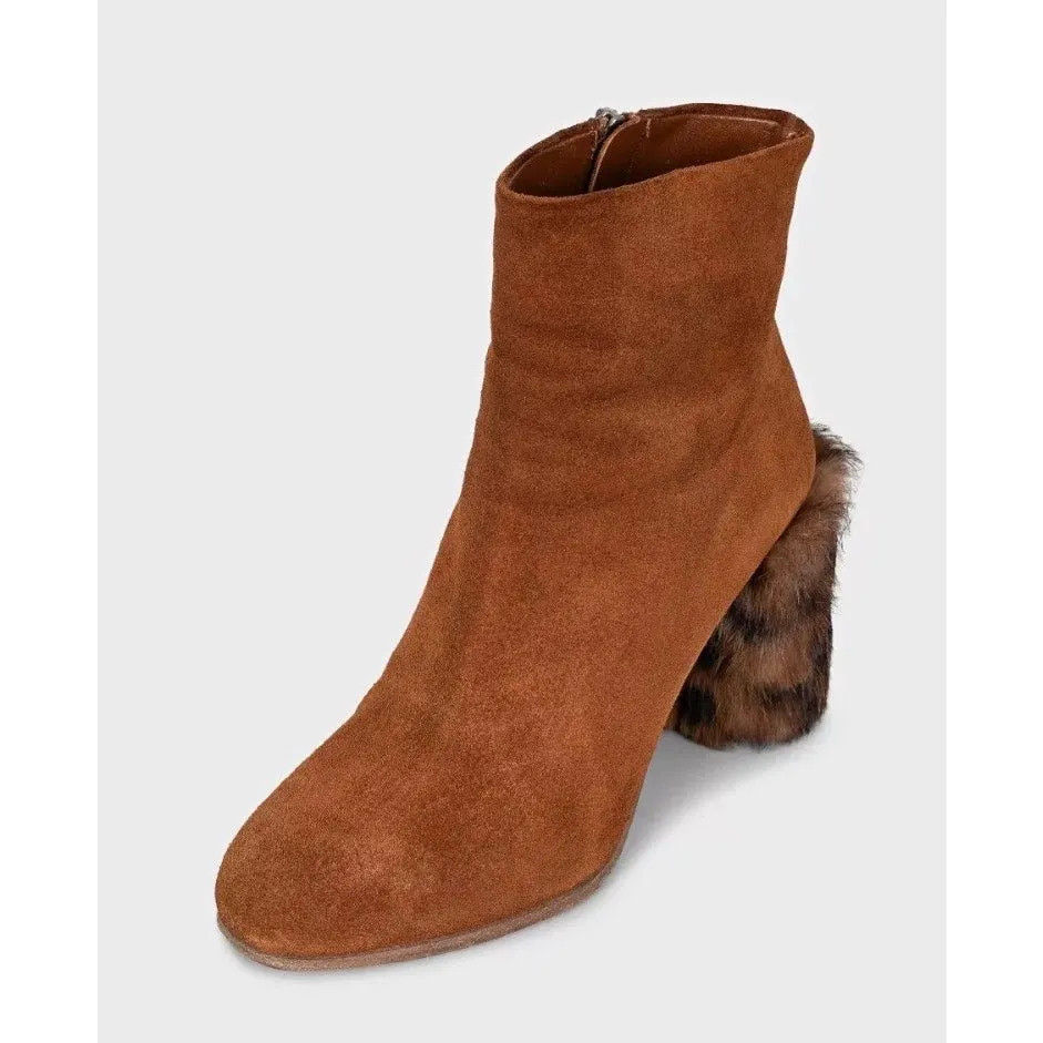 Miu Miu Suede Ankle Boots with Chic Fur Heel, Size 35 Pre-owned Brown Suede Good - Inside View