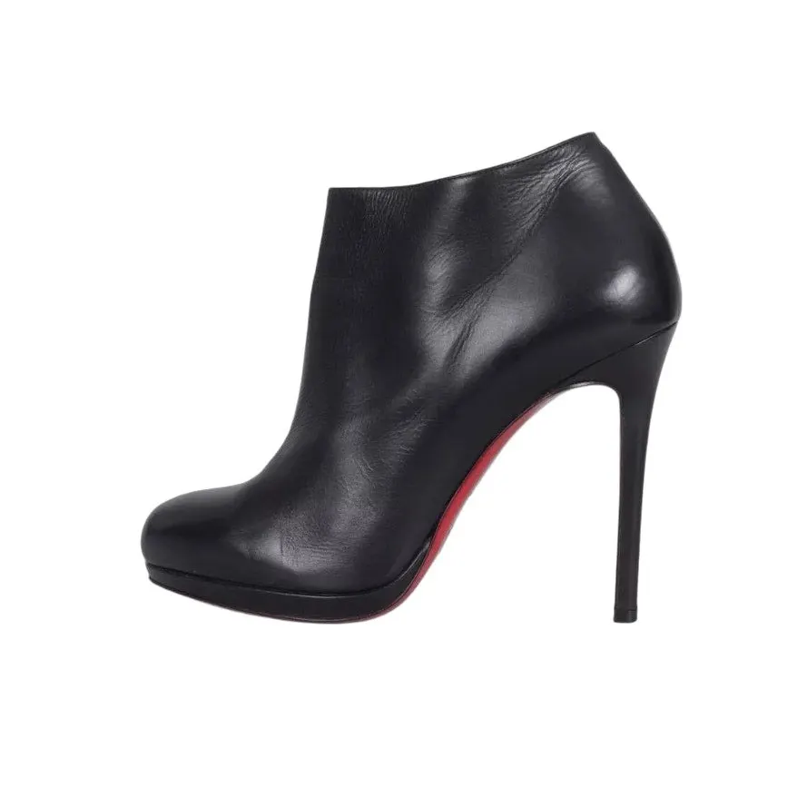 Christian Louboutin Black Leather Stiletto Ankle Boots Sz.39 Pre-owned Black Leather Good - Front View