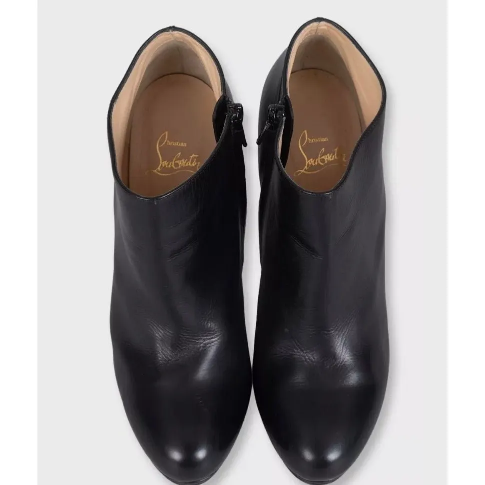 Christian Louboutin Black Leather Stiletto Ankle Boots Sz.39 Pre-owned Black Leather Good - Back View