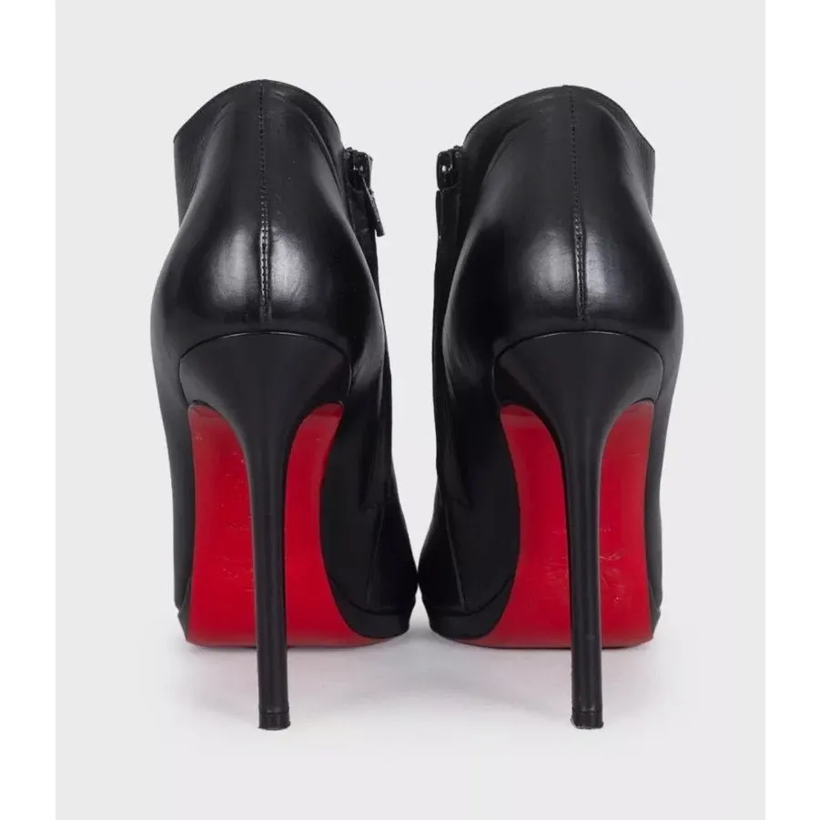 Christian Louboutin Black Leather Stiletto Ankle Boots Sz.39 Pre-owned Black Leather Good - Model View