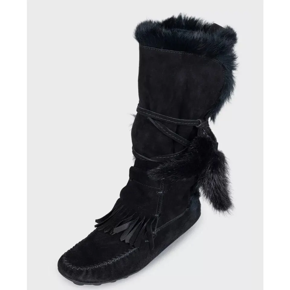 Saint Laurent YSL Vintage Suede Fur-Lined Ankle Boots - Black, Size 39 Pre-owned Black Suede Good - Inside View