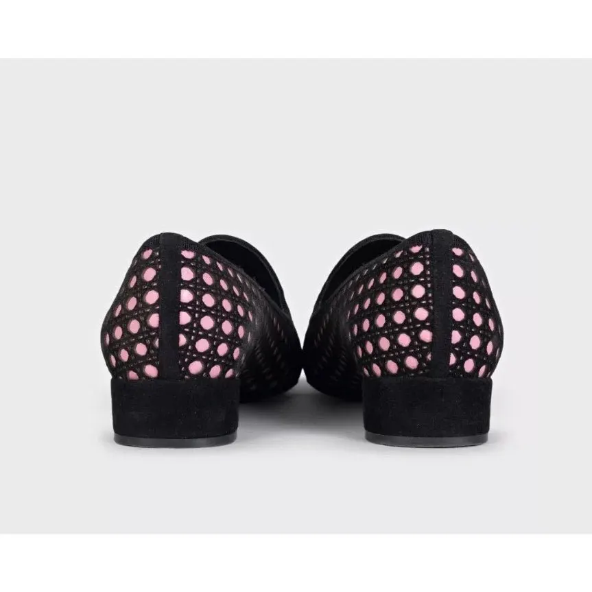 Dior Black Suede Perforated Ballet Flats Sz.37 Pre-owned Black Suede Good - Model View