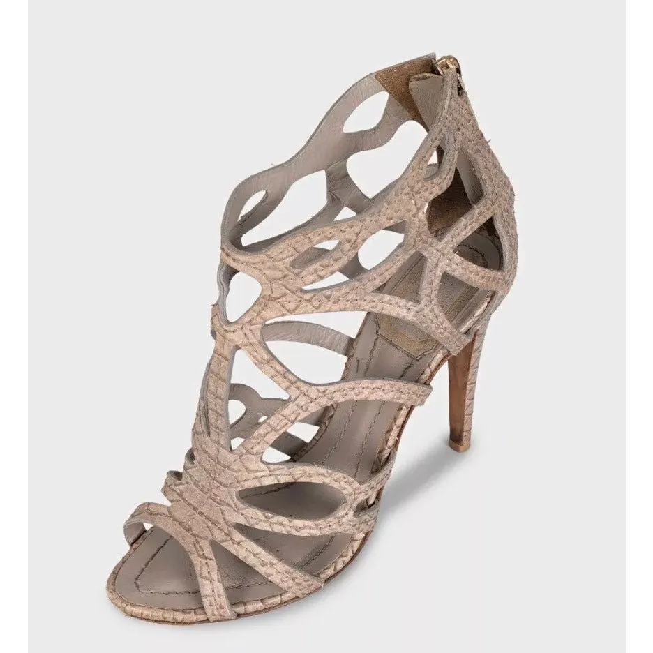 Dior Animal Print Leather High Heel Sandals 37.5 Pre-owned Beige Leather Good - Inside View