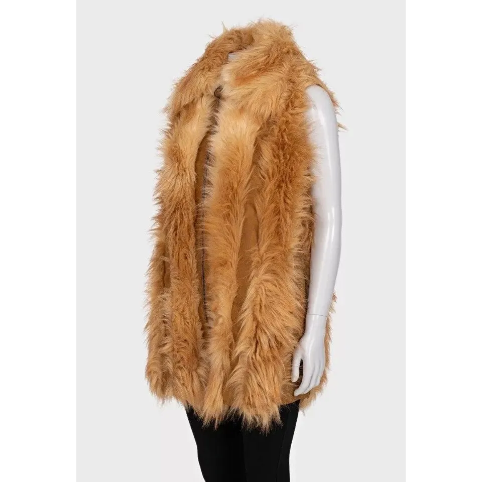 Stella McCartney NWT Stella McCartney Orange Faux Fur Vest Size S  Pre-owned Orange Polyester Never worn, with tag - Back View