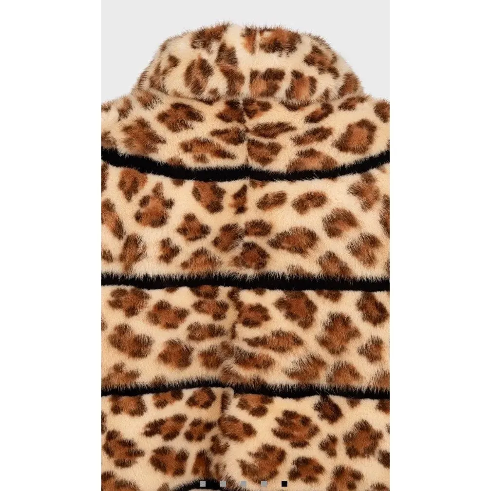 Unsigned Genuine Animal Print Coat Sz.50 Pre-owned Brown Good - Box View