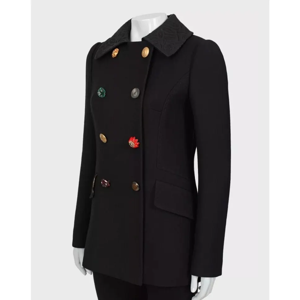 Dolce & Gabbana Wool Blend Coat Sz.42/M Pre-owned MultiColor Wool Good - Back View