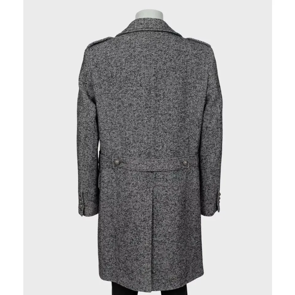 Balmain Men's Wool Blend Printed Overcoat Long Coat IT 56 3XL Pre-owned Red Wool Good - Inside View