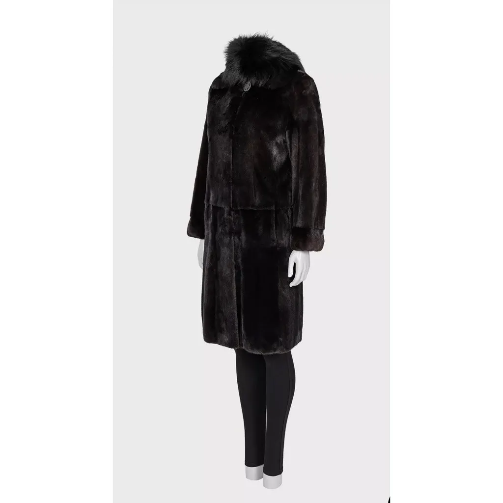 Unsigned Black Coat Straight Cut IT 40 S Black Good - Back View