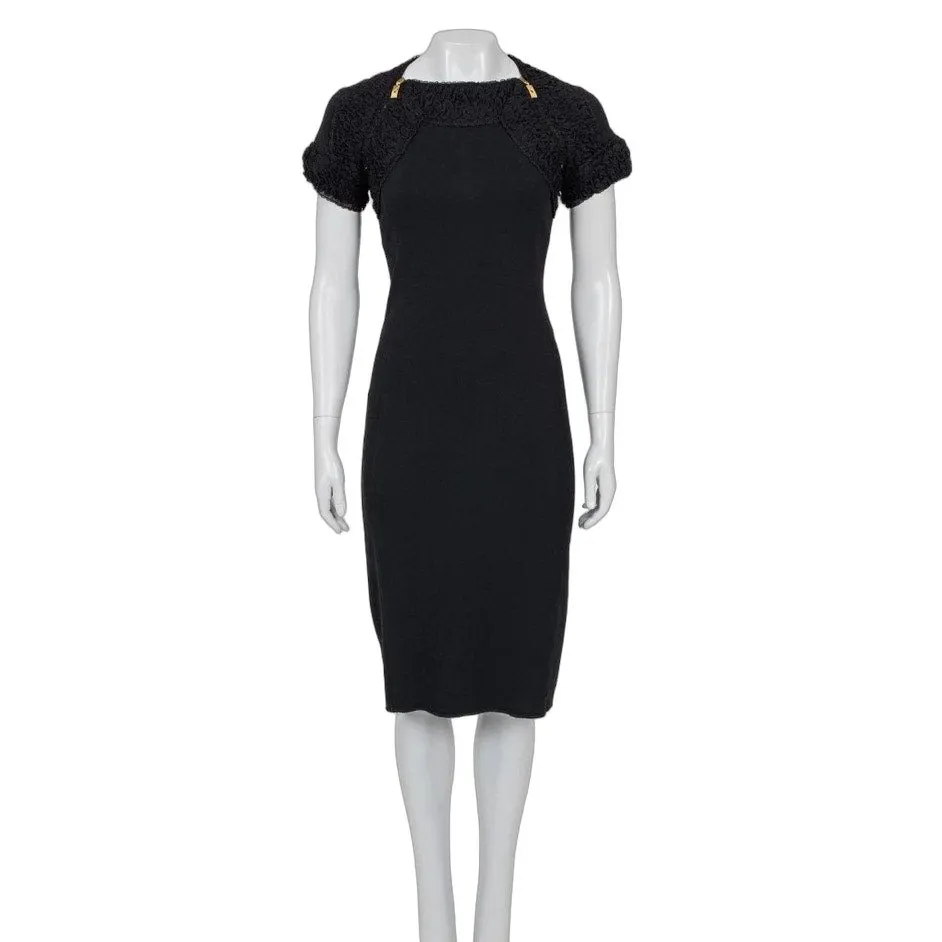 Roberto Cavalli Gold Tone Hardware Fitted Dress 40/S Pre-owned Gold Polyamide Good - Front View
