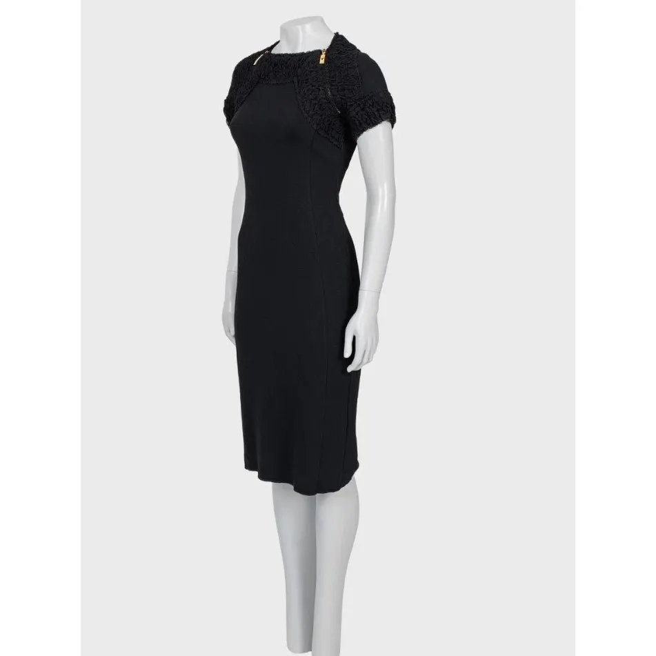 Roberto Cavalli Gold Tone Hardware Fitted Dress 40/S Pre-owned Gold Polyamide Good - Back View