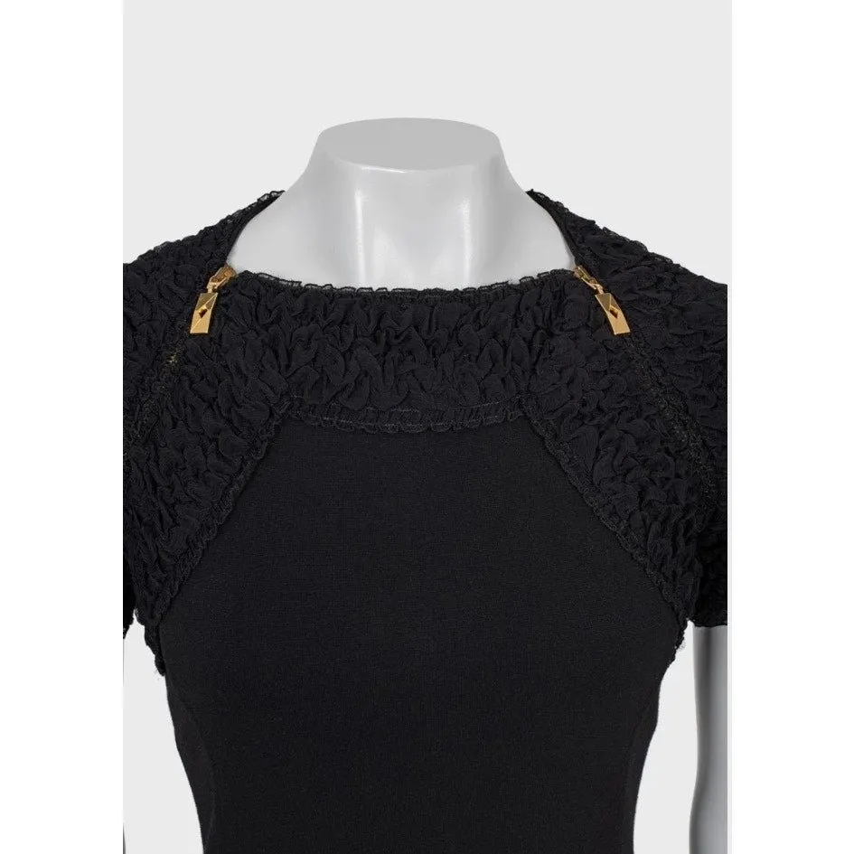 Roberto Cavalli Gold Tone Hardware Fitted Dress 40/S Pre-owned Gold Polyamide Good - Model View