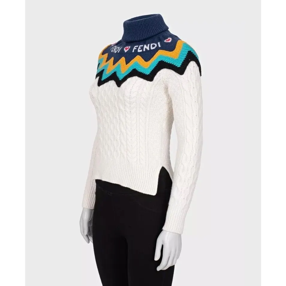 Fendi NWOT Fendi Wool Cashmere White Turtleneck Sweater Sz.40 Pre-owned White Wool Never worn - Back View