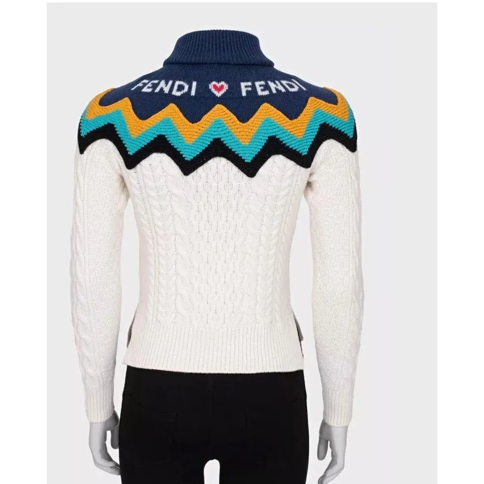 Fendi NWOT Fendi Wool Cashmere White Turtleneck Sweater Sz.40 Pre-owned White Wool Never worn - Inside View