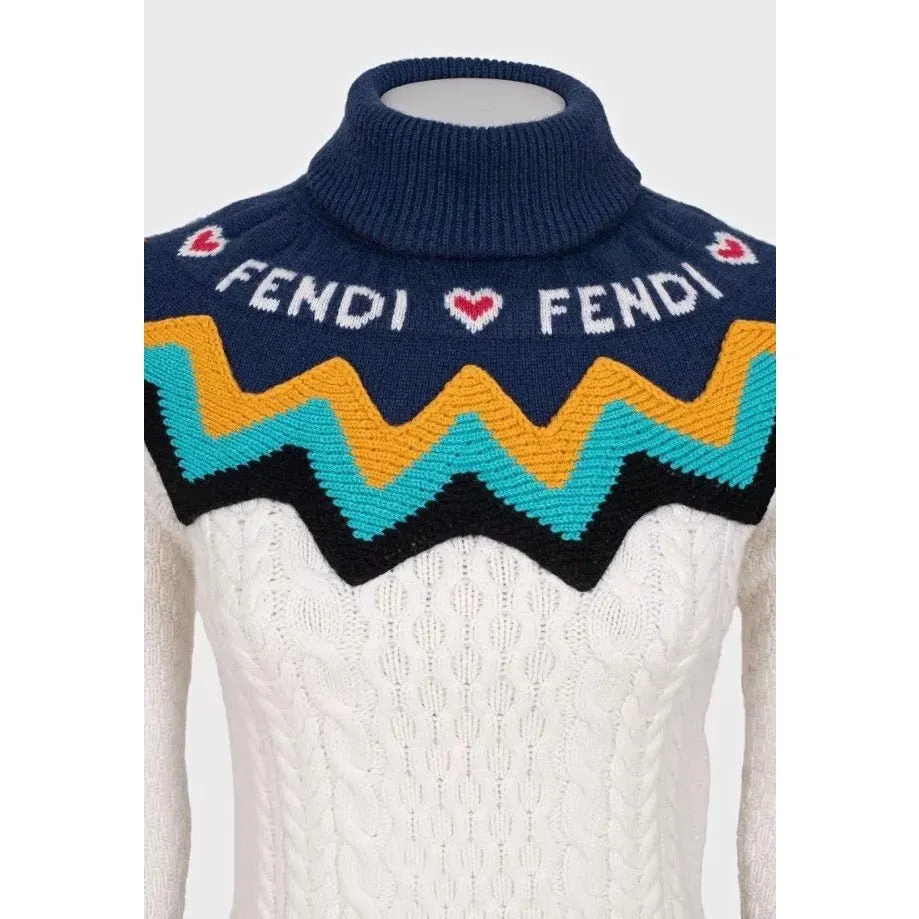 Fendi NWOT Fendi Wool Cashmere White Turtleneck Sweater Sz.40 Pre-owned White Wool Never worn - Model View