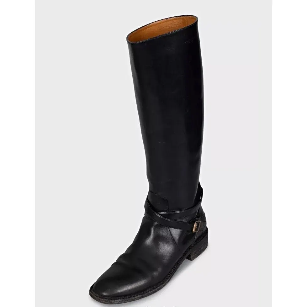 Saint Laurent Black Leather Knee High Boots Size 39 Pre-owned Black Leather Good - Inside View