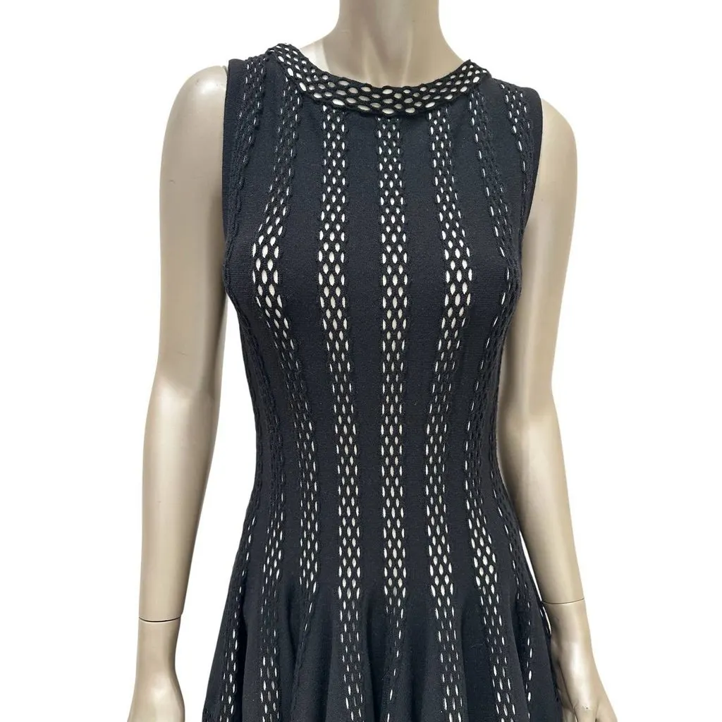 Alaïa Black Openwork Knit Midi Dress Sz.42 Pre-owned Black Wool Good - Inside View