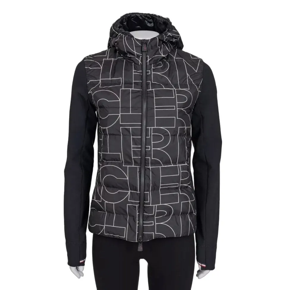 Moncler Black Printed Hooded Down Puffer Jacket - Size M Pre-owned