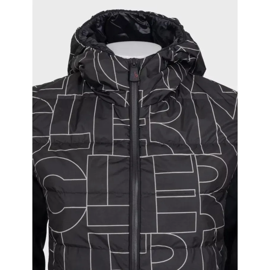 Moncler Black Printed Hooded Down Puffer Jacket - Size M Pre-owned Black Polyamide Good - Model View