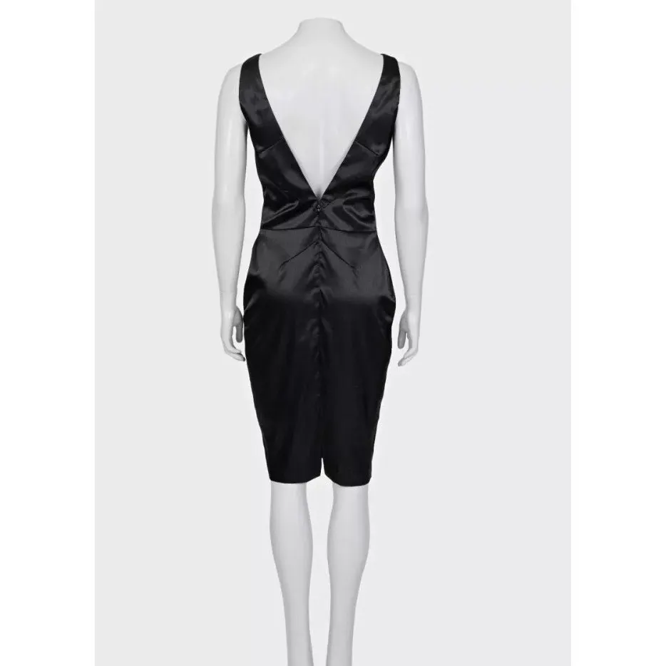 Dolce & Gabbana Black Bodycon Dress Sz.44 Pre-owned Black Polyester Good - Inside View