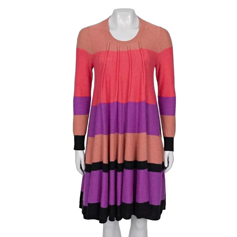 Sonia Rykiel Striped Wool Mohair Dress - Size XL Pre-owned MultiColor Wool Good - Front View