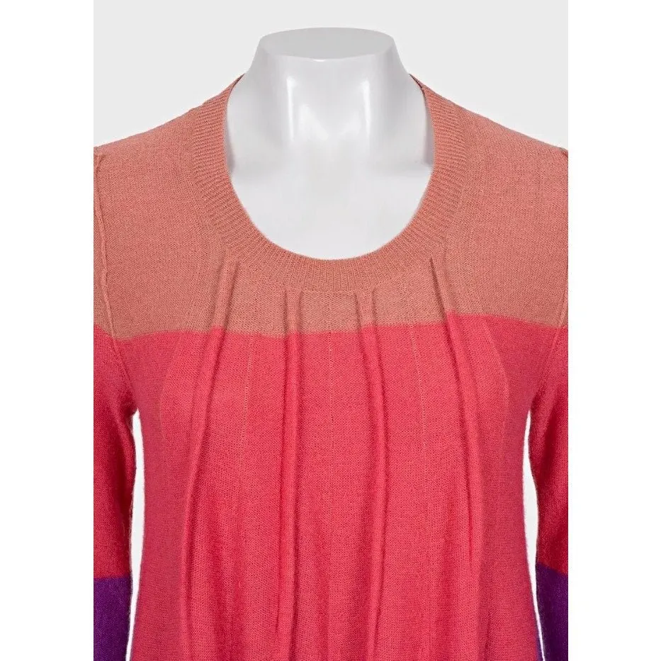 Sonia Rykiel Striped Wool Mohair Dress - Size XL Pre-owned MultiColor Wool Good - Model View
