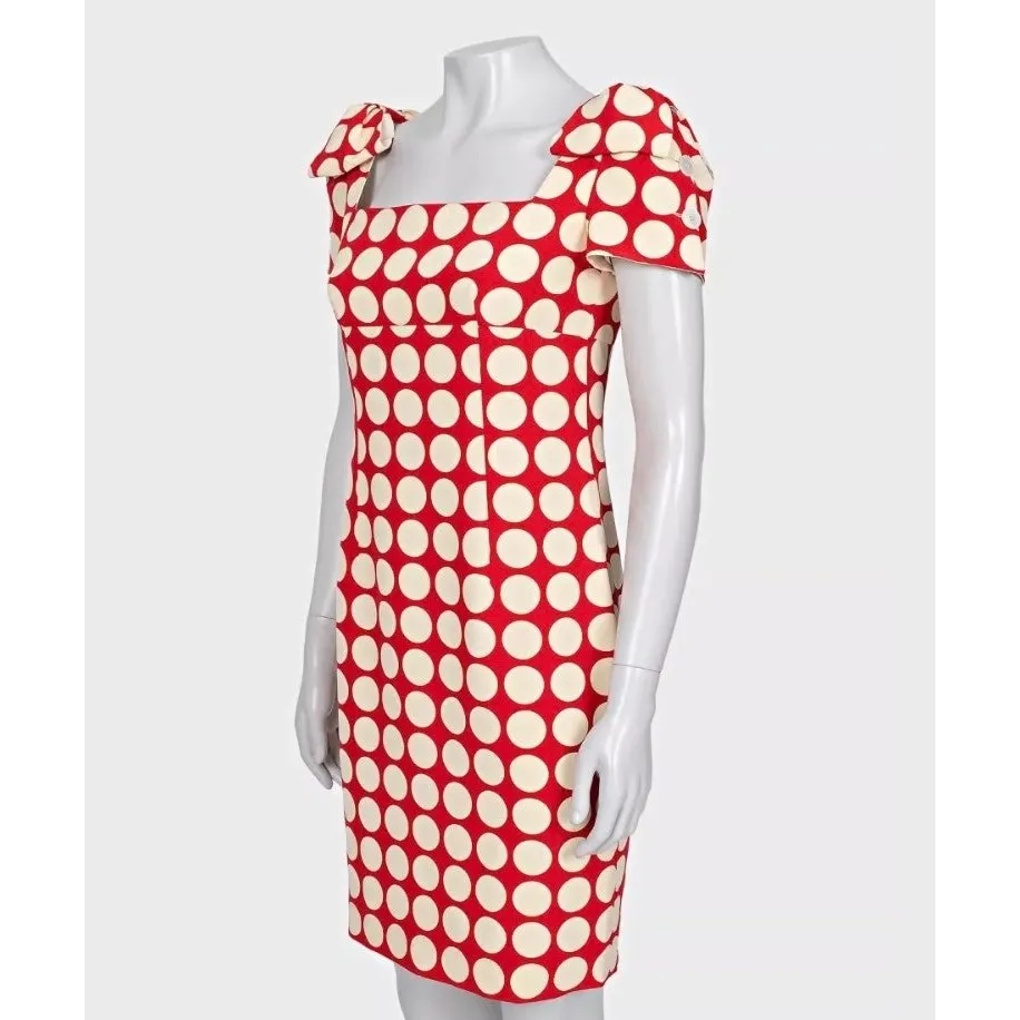Valentino 100% Silk Fitted Dress Bow Detail UK 6/XS Pre-owned MultiColor Silk Good - Back View