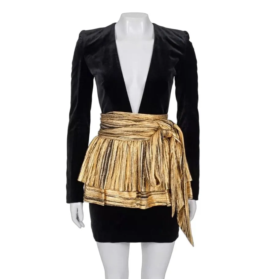 Alexandre Vauthier NWOT Alexandre Vauthier Gold Peplum Dress Sz.36 Pre-owned Gold Polyester Never worn - Front View