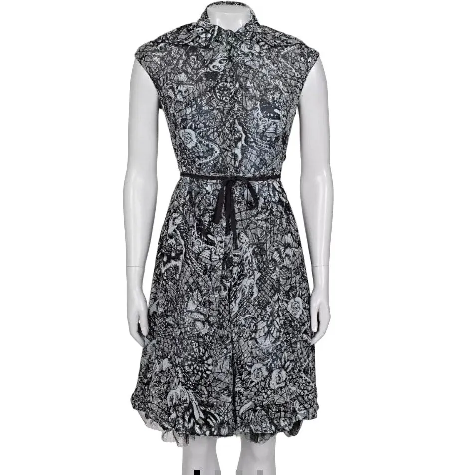 Alexander McQueen Black Silk Lace Evening Dress Sz.40 Pre-owned Black Silk Good - Front View