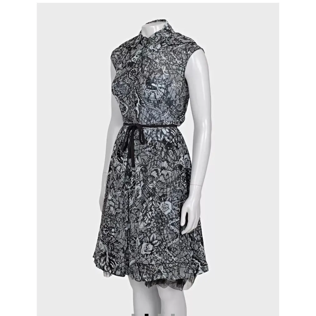Alexander McQueen Black Silk Lace Evening Dress Sz.40 Pre-owned Black Silk Good - Back View