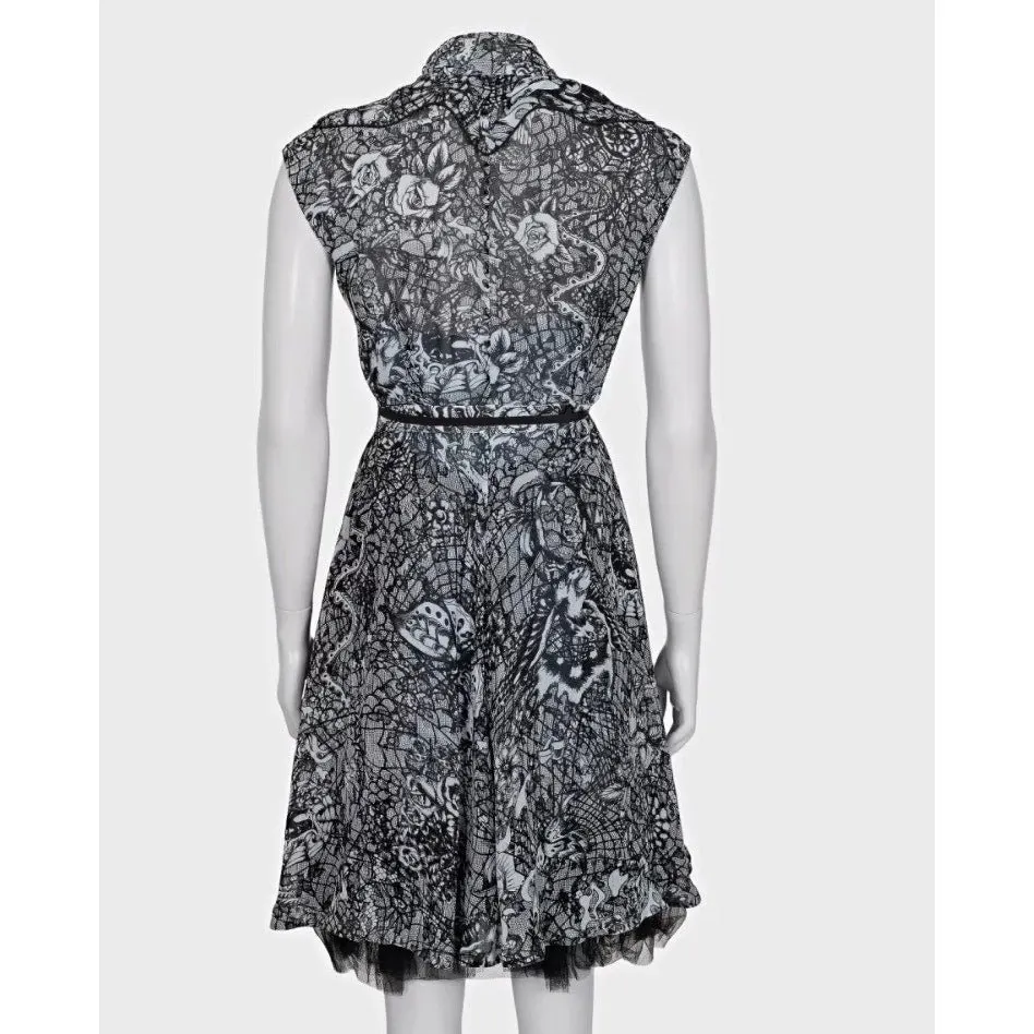 Alexander McQueen Black Silk Lace Evening Dress Sz.40 Pre-owned Black Silk Good - Inside View
