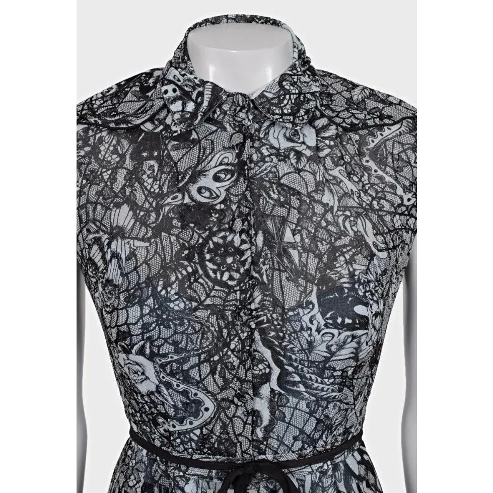 Alexander McQueen Black Silk Lace Evening Dress Sz.40 Pre-owned Black Silk Good - Model View