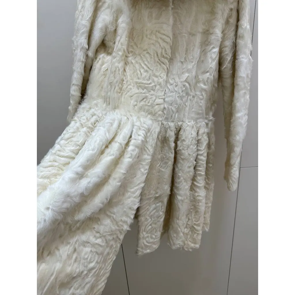 Unsigned Paris Ivory Coat with Detachable Hood Size S Pre-Owned White Good - Box View
