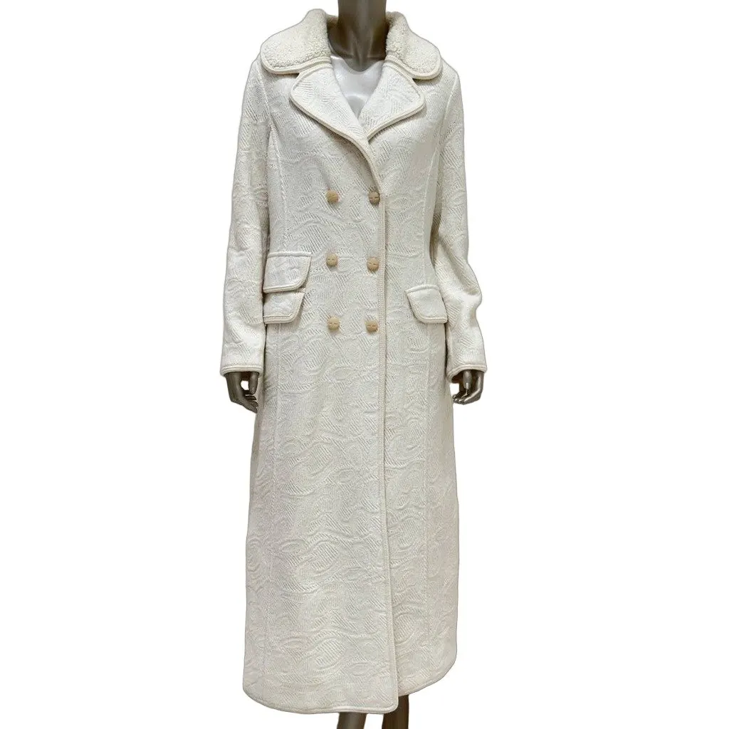 Ermanno Scervino White Wool Mohair Silk Coat Size IT 48 Pre-owned White Wool Good - Front View